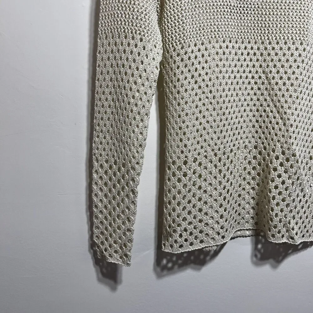 REISS Roni Open-Knit Jumper Pullover Sweater Crewneck in Natural Size S NWT